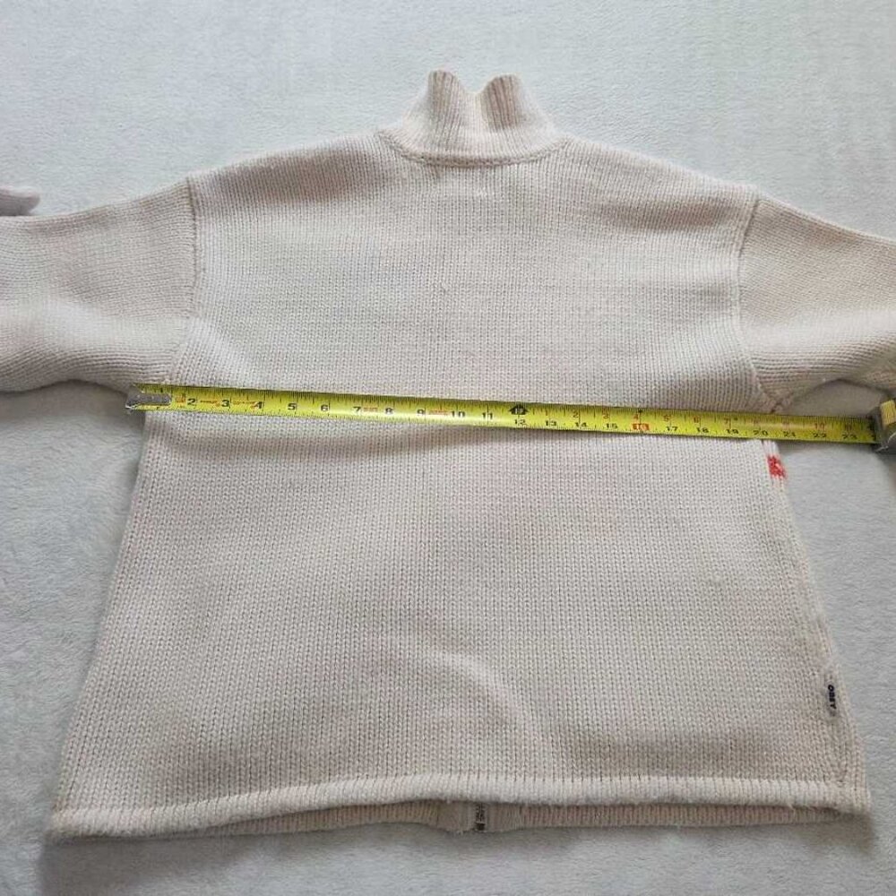 S Obey knit swans wool blend zip up cardigan sweater - Picture 11 of 15